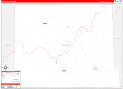 Box Butte County, NE Wall Map Zip Code Red Line Style 2023